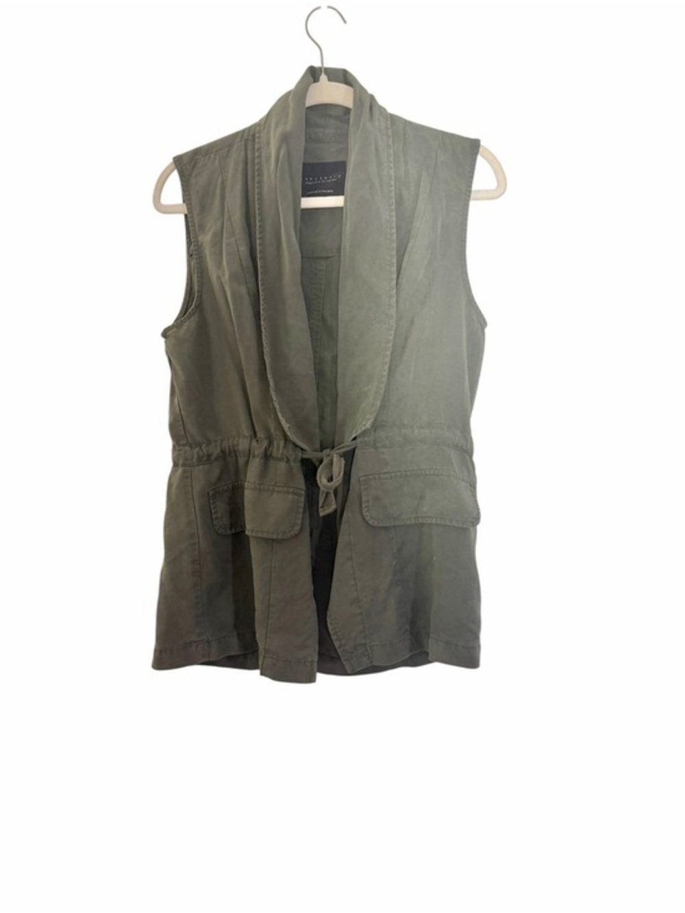 Sanctuary Olive Utility Sleeveless Vest Lagenlook Tencell